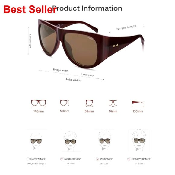 Vintage Oversized Aviator Polarized Sunglasses with UV Protection main image 4